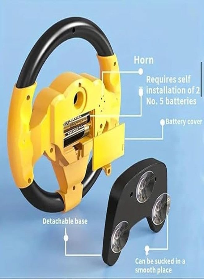 DNGM Creation Kids Driving Steering Wheel Funny Interactive Driving Wheel with Music (Yellow -A) - Image 5